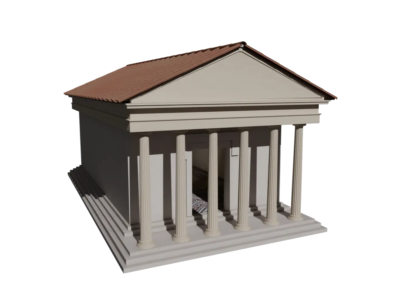 Recreación idealizada de un templo greco-romano